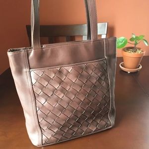 Brown Woven Leather Tote from St Johns Bay